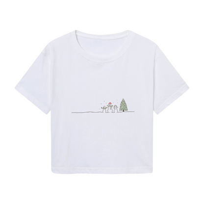 Minimalist Snowman Family Winter Christmas Crop Top