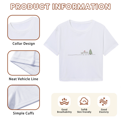 Minimalist Snowman Family Winter Christmas Crop Top