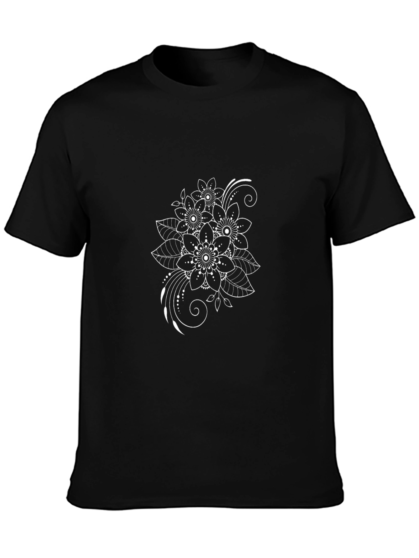 Floral Print Black T-Shirt - Stylish Casual Wear
