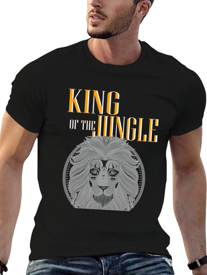 King of the Jungle Lion Graphic Black T-Shirt