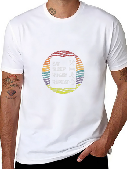 Eat Sleep Rugby Repeat Black T-Shirt
