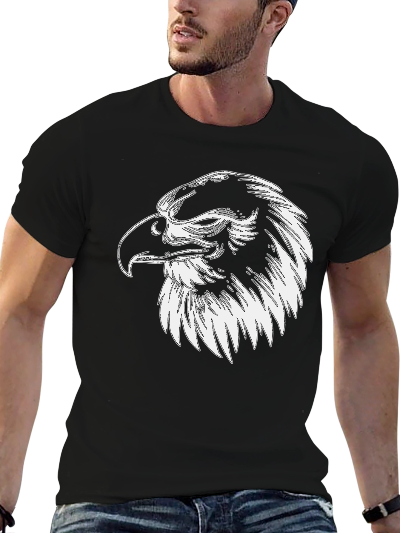 Eagle Graphic Tee - Mens Black Cotton Shirt