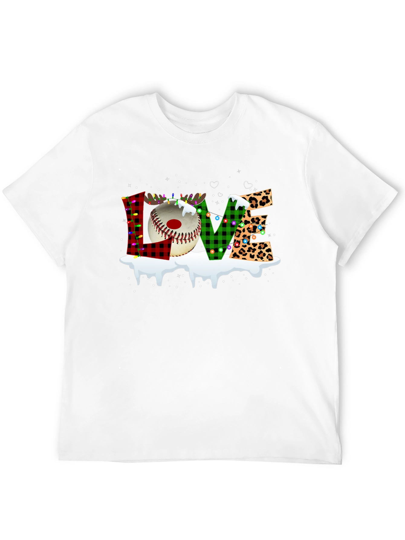 Festive LOVE Baseball Christmas T-Shirt