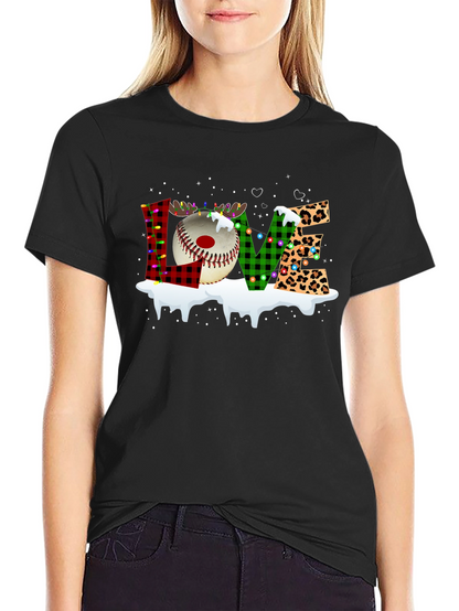 Festive LOVE Baseball Christmas T-Shirt