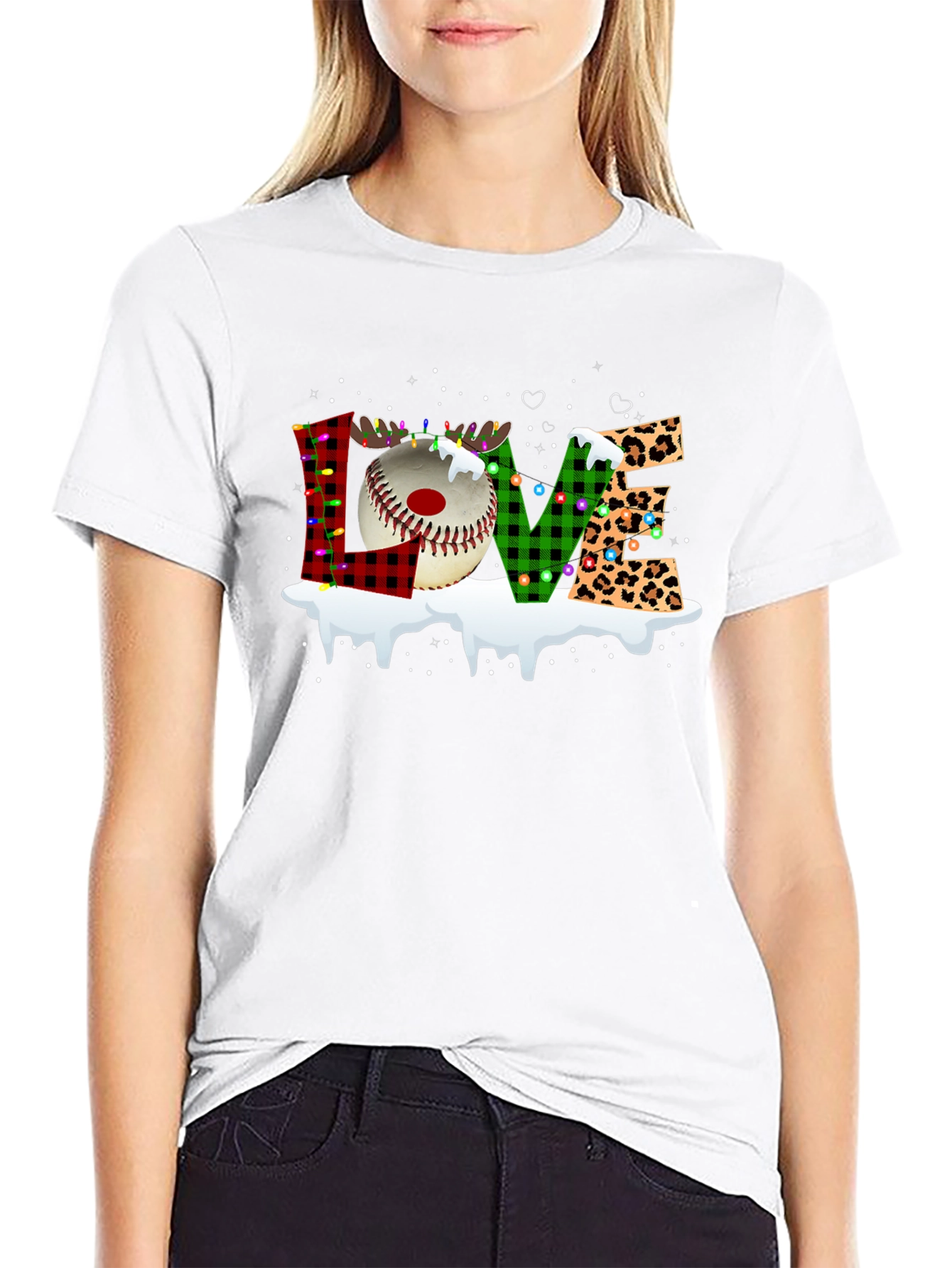 Festive LOVE Baseball Christmas T-Shirt