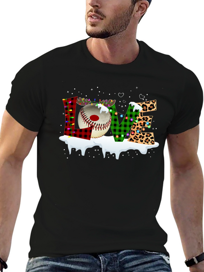 Festive LOVE Baseball Christmas T-Shirt