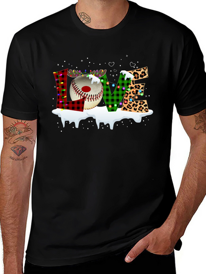 Festive LOVE Baseball Christmas T-Shirt