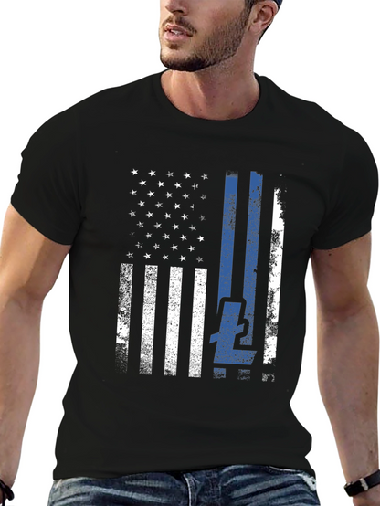 Thin Blue Line American Flag T-Shirt