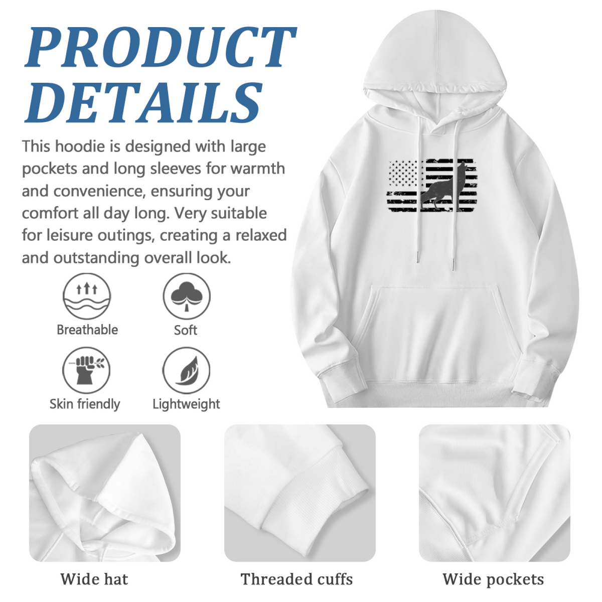 Trendy Hooded Sweatshirt - Wolf Pack