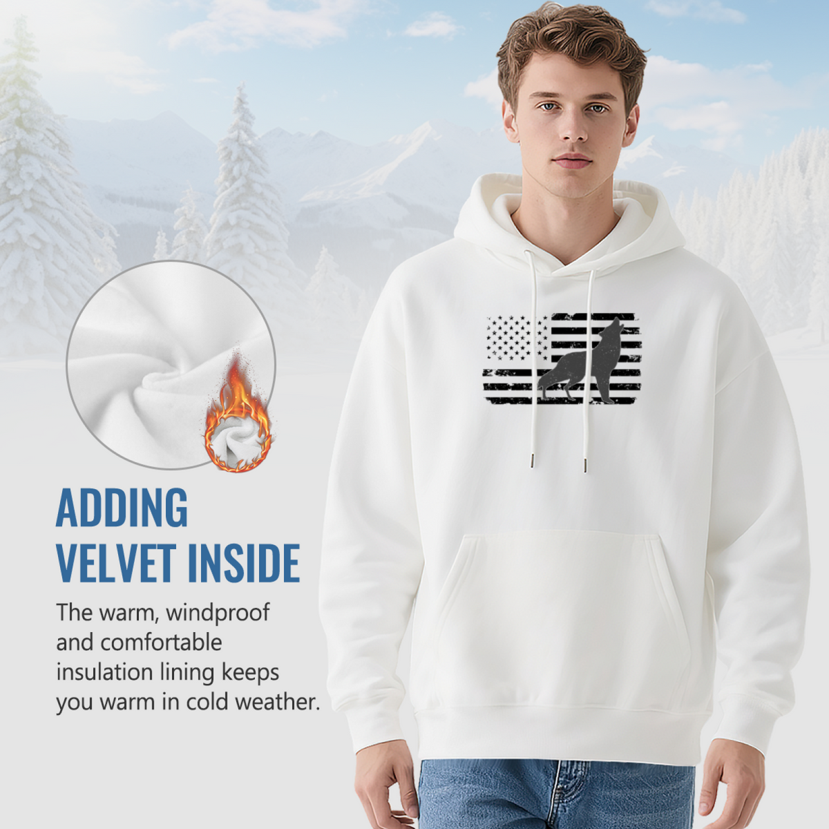 Trendy Hooded Sweatshirt - Wolf Pack