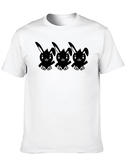 Cute Bunny Graphic T-Shirt - Black Cotton Tee