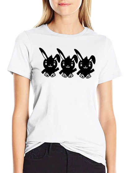 Cute Bunny Graphic T-Shirt - Black Cotton Tee
