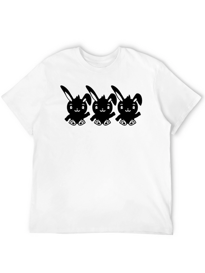 Cute Bunny Graphic T-Shirt - Black Cotton Tee