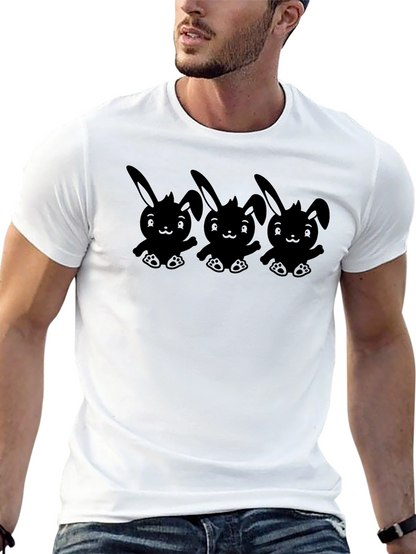 Cute Bunny Graphic T-Shirt - Black Cotton Tee