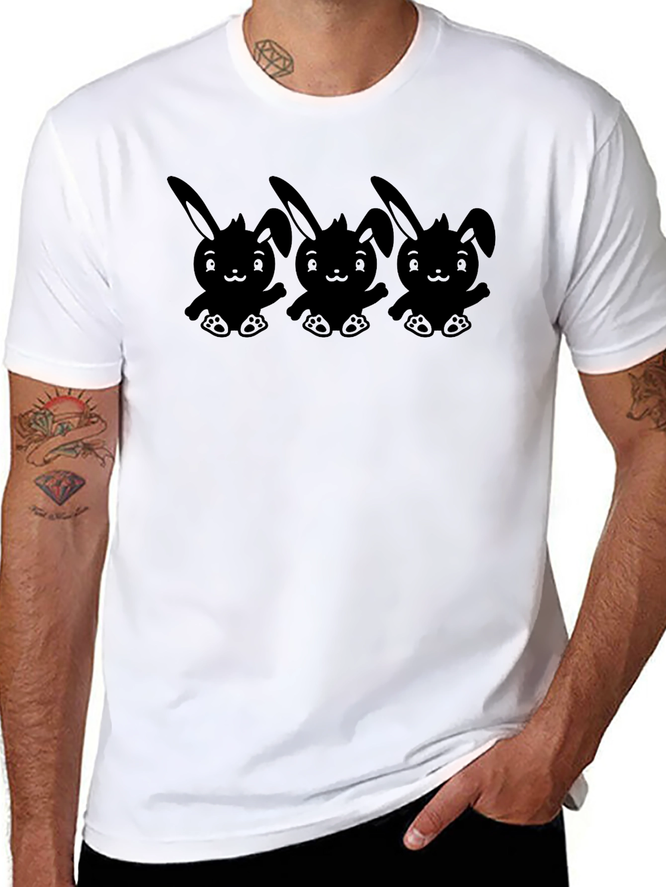 Cute Bunny Graphic T-Shirt - Black Cotton Tee