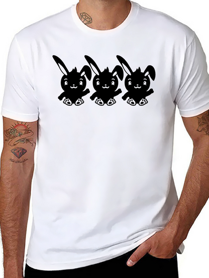 Cute Bunny Graphic T-Shirt - Black Cotton Tee