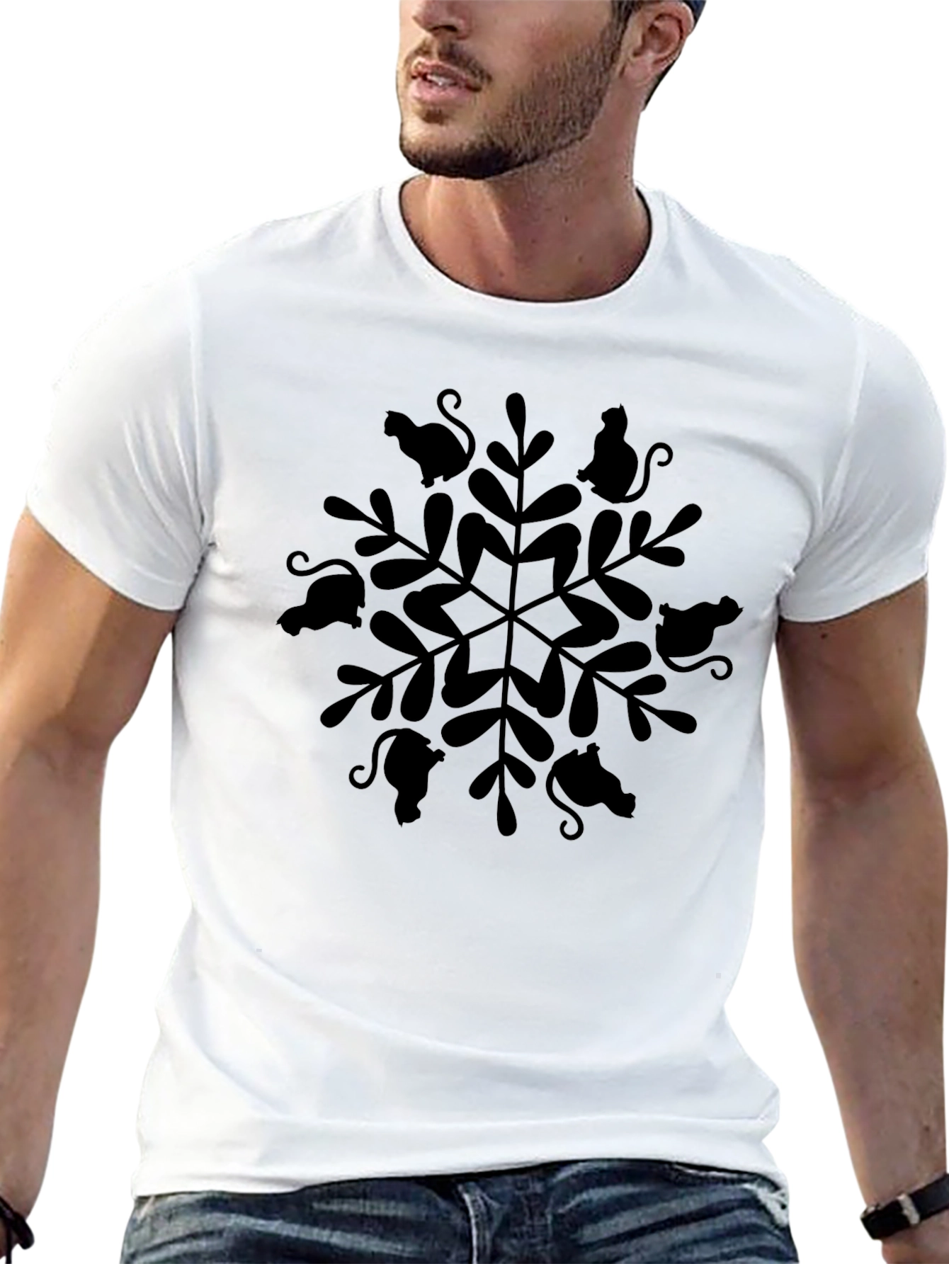 Cat Snowflake Tee - Whimsical Holiday Style