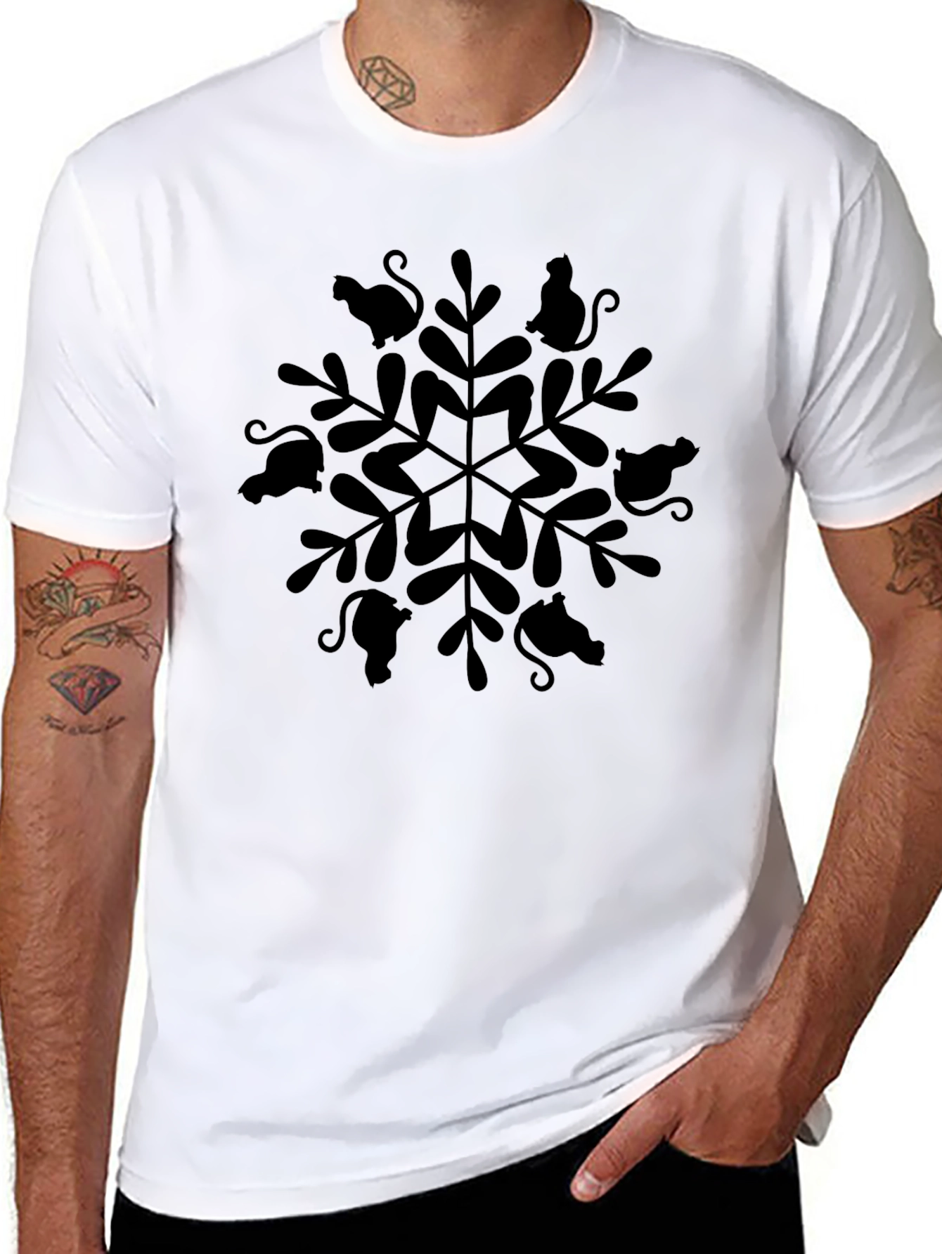 Cat Snowflake Tee - Whimsical Holiday Style