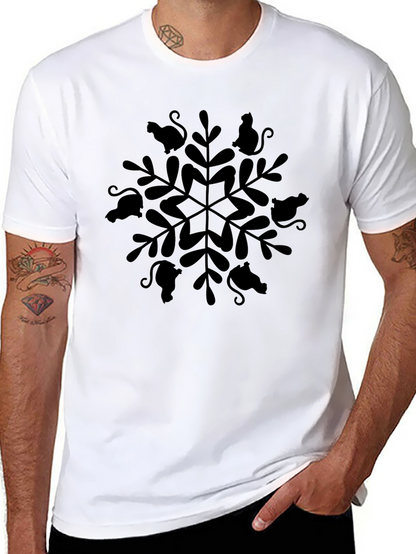 Cat Snowflake Tee - Whimsical Holiday Style