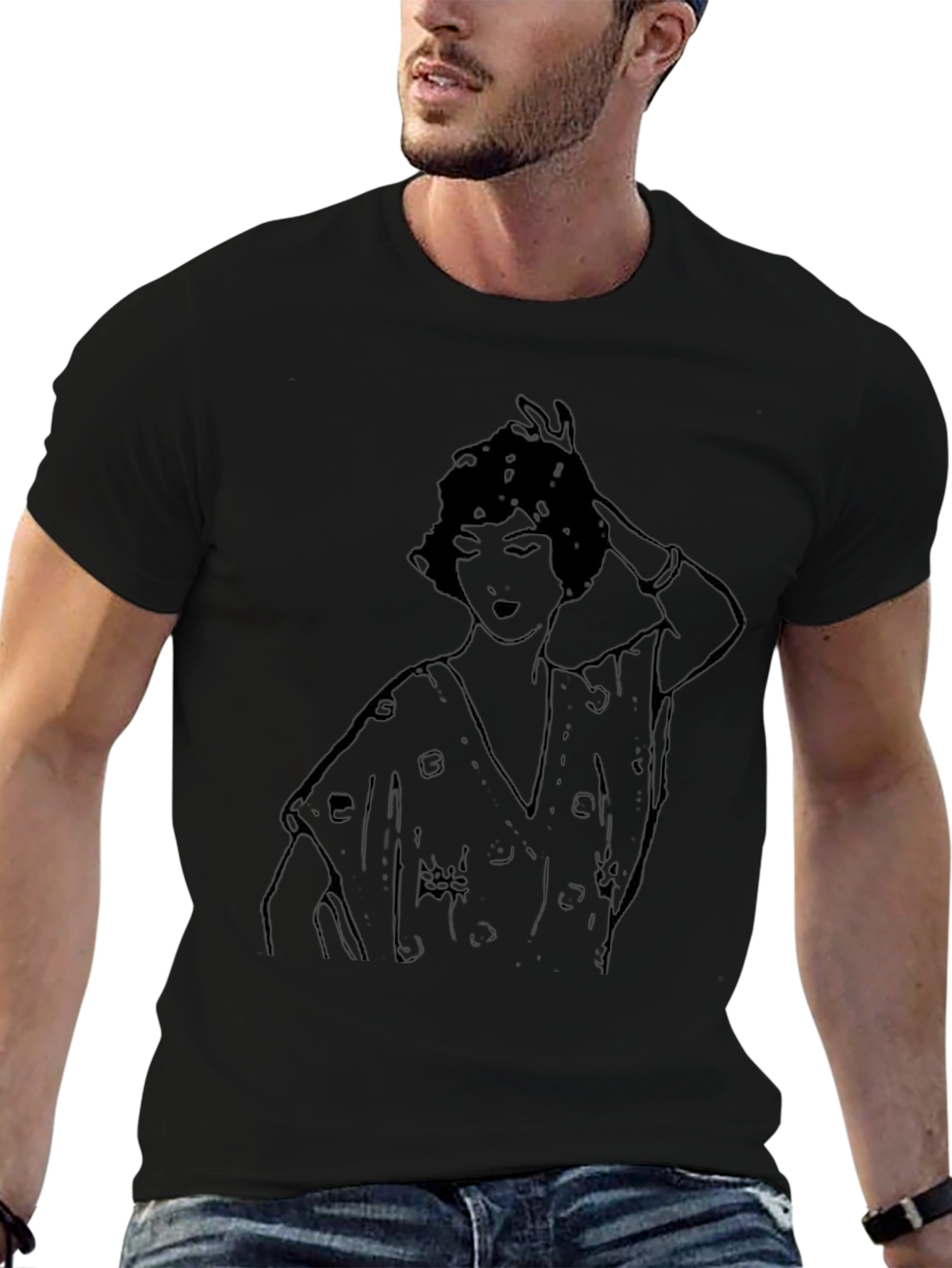 Retro Woman Graphic T-Shirt - Classic Black Tee