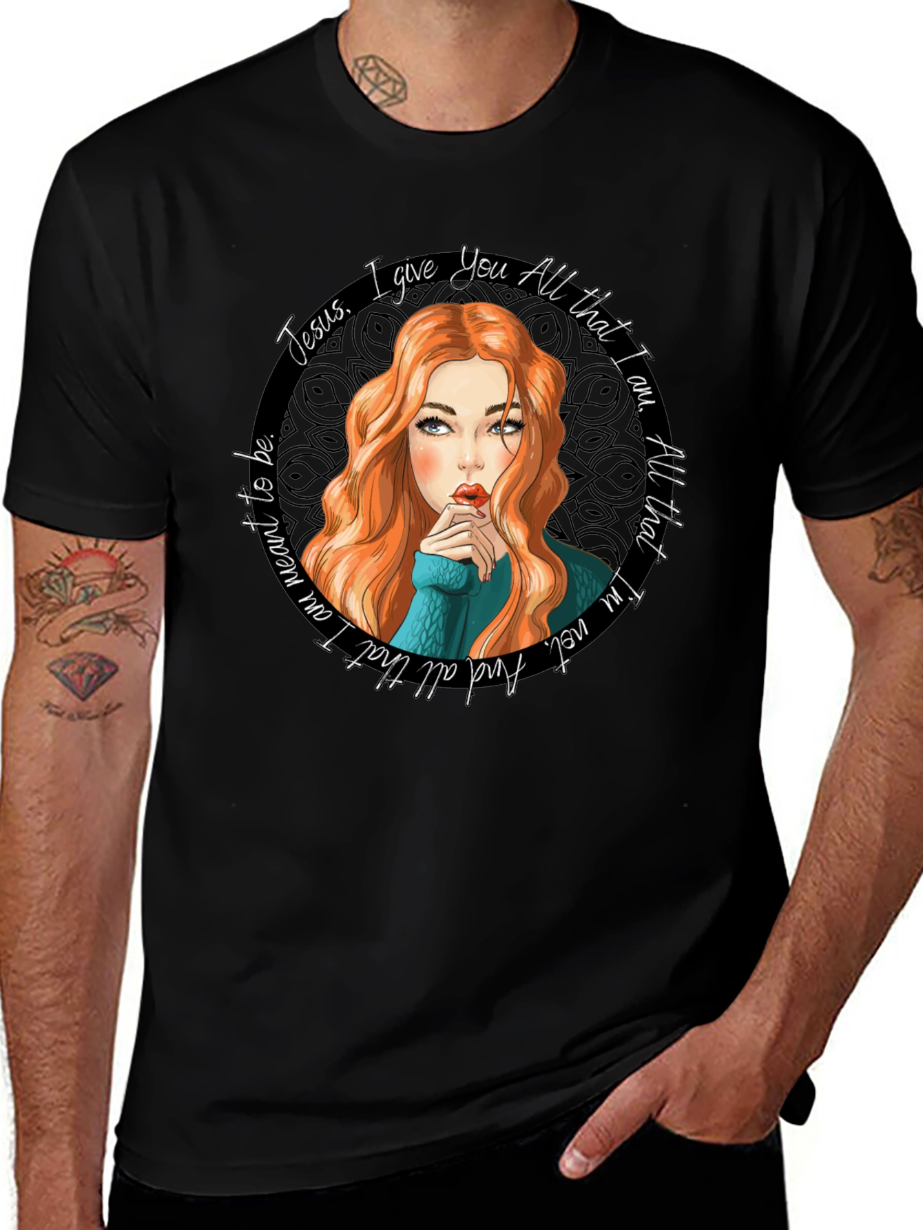 Jesus I Give You All Black Graphic Tee