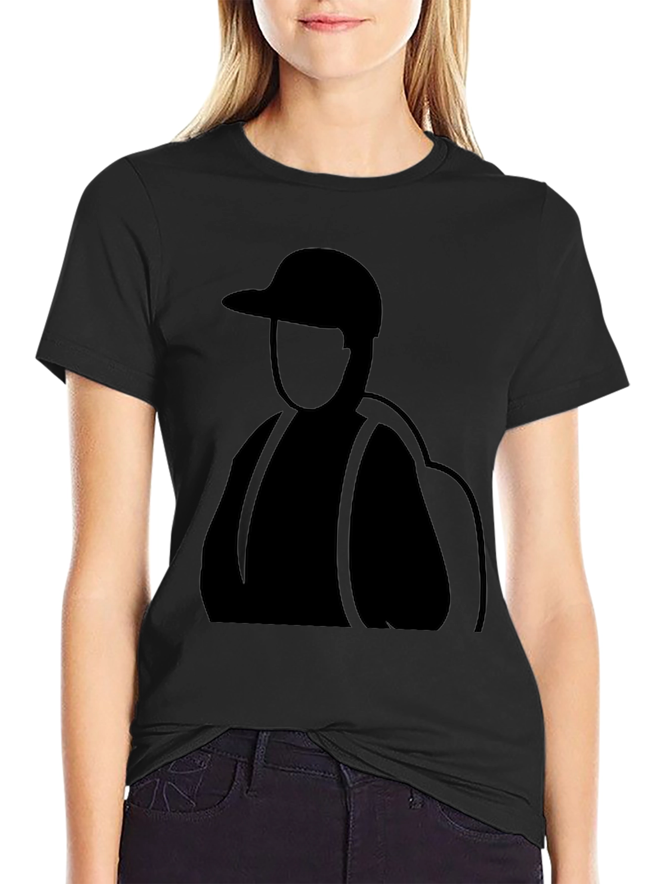 Black T-Shirt with Backpacker Design