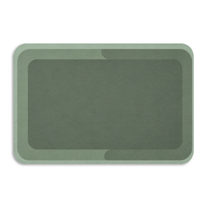 Morandi Green Minimal Border£üMorandi Green Simple Geometric Border Diatomite Mat, Elegant Modern Non?Slip Absorbent Bathroom Rug