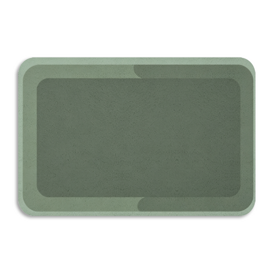 Morandi Green Minimal Border£üMorandi Green Simple Geometric Border Diatomite Mat, Elegant Modern Non?Slip Absorbent Bathroom Rug