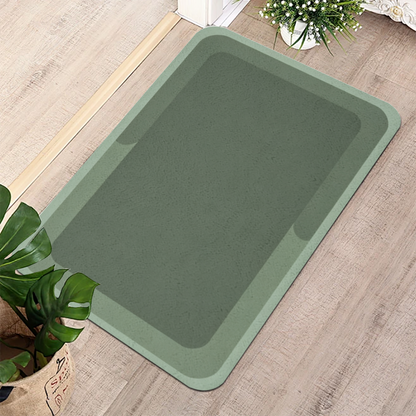 Morandi Green Minimal Border£üMorandi Green Simple Geometric Border Diatomite Mat, Elegant Modern Non?Slip Absorbent Bathroom Rug