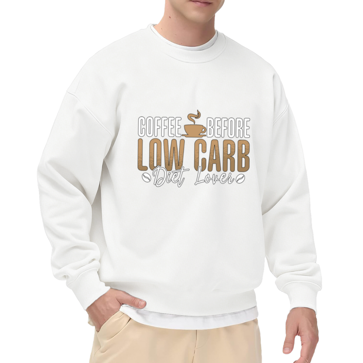 Coffee Before Low Carb Sweatshirt - Funny Diet Coffee Quote Crewneck, Keto Coffee Lover Humor Pullover, Morning Cup Gift Sweatshirt, Caffeine First Top