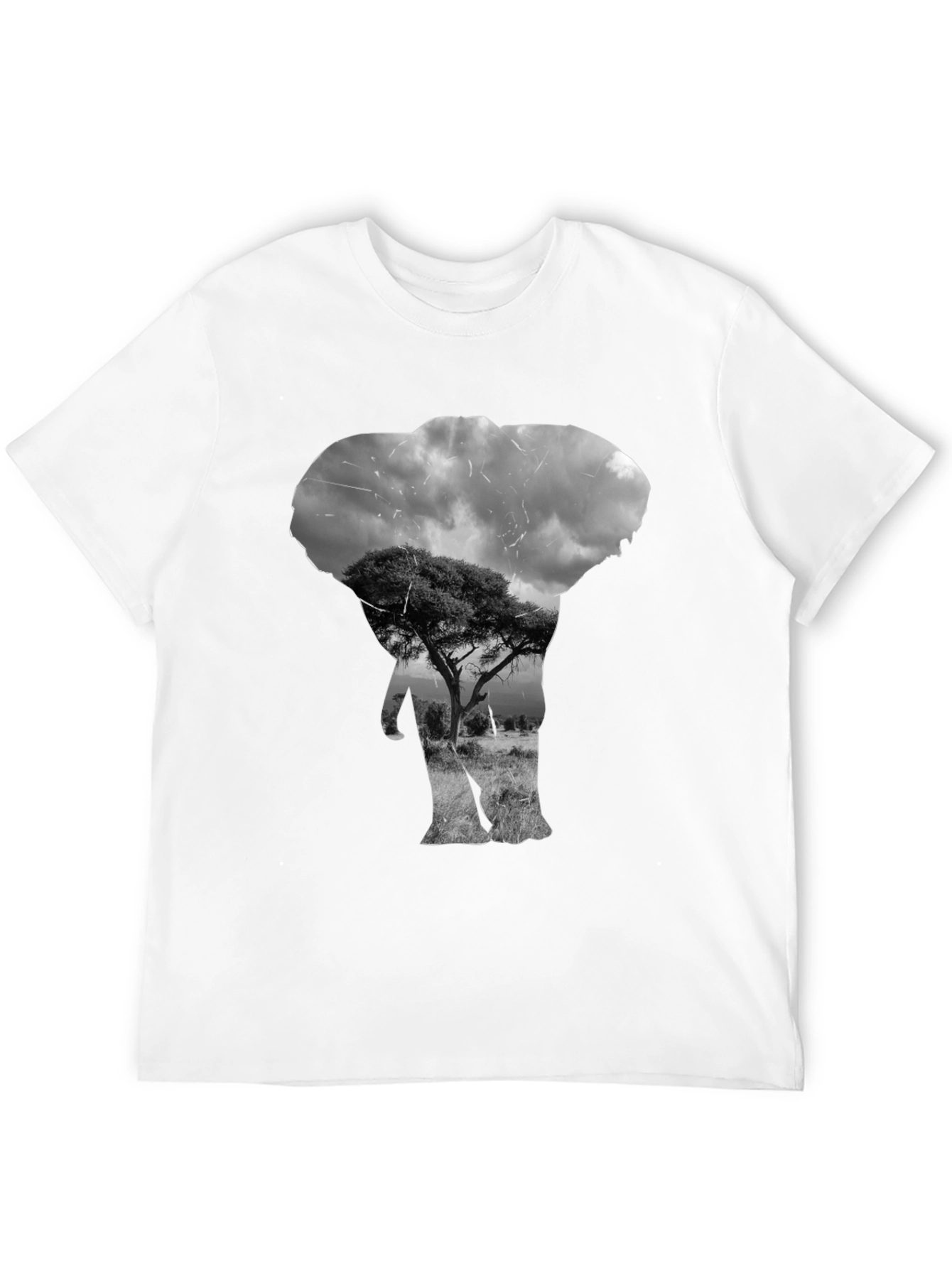 Elephant Silhouette Graphic Black T-Shirt