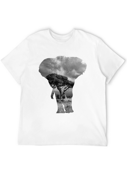 Elephant Silhouette Graphic Black T-Shirt