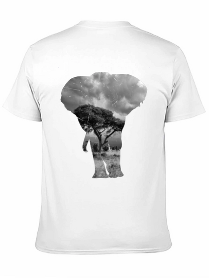 Elephant Silhouette Graphic Black T-Shirt
