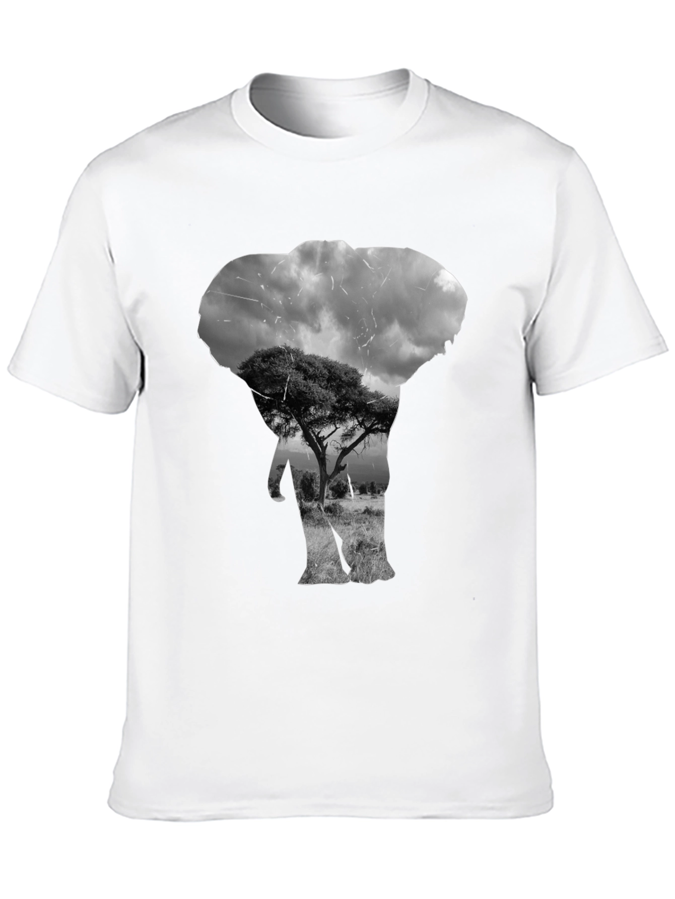 Elephant Silhouette Graphic Black T-Shirt
