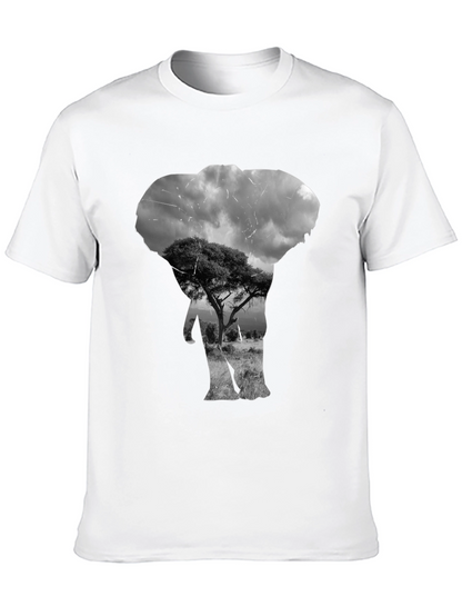 Elephant Silhouette Graphic Black T-Shirt