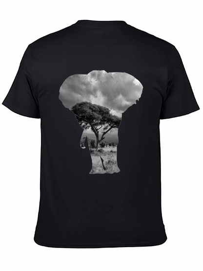 Elephant Silhouette Graphic Black T-Shirt