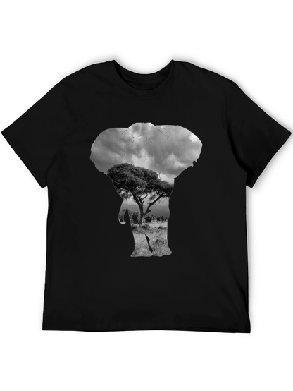 Elephant Silhouette Graphic Black T-Shirt