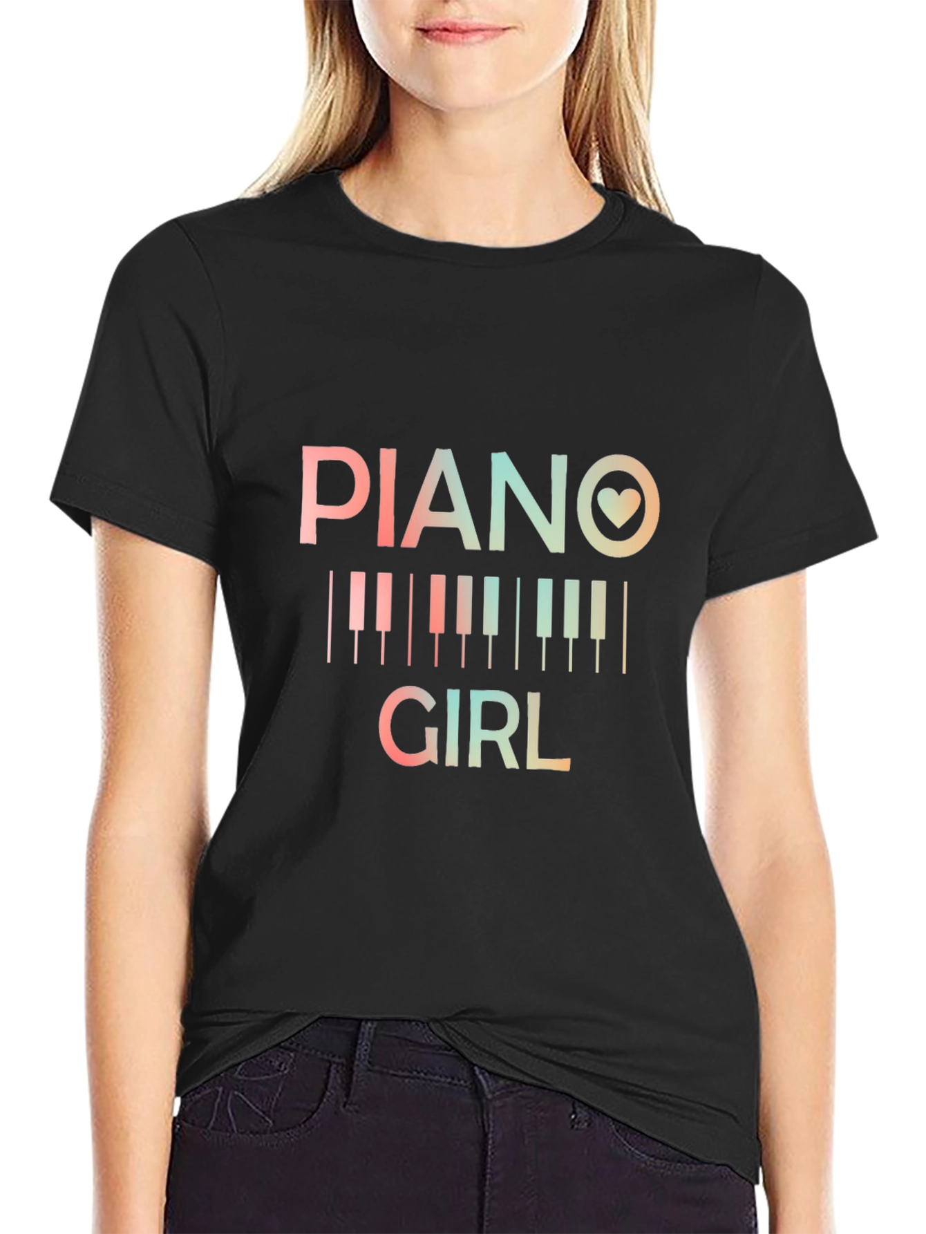 Piano Girl T-Shirt - Music Lover Tee