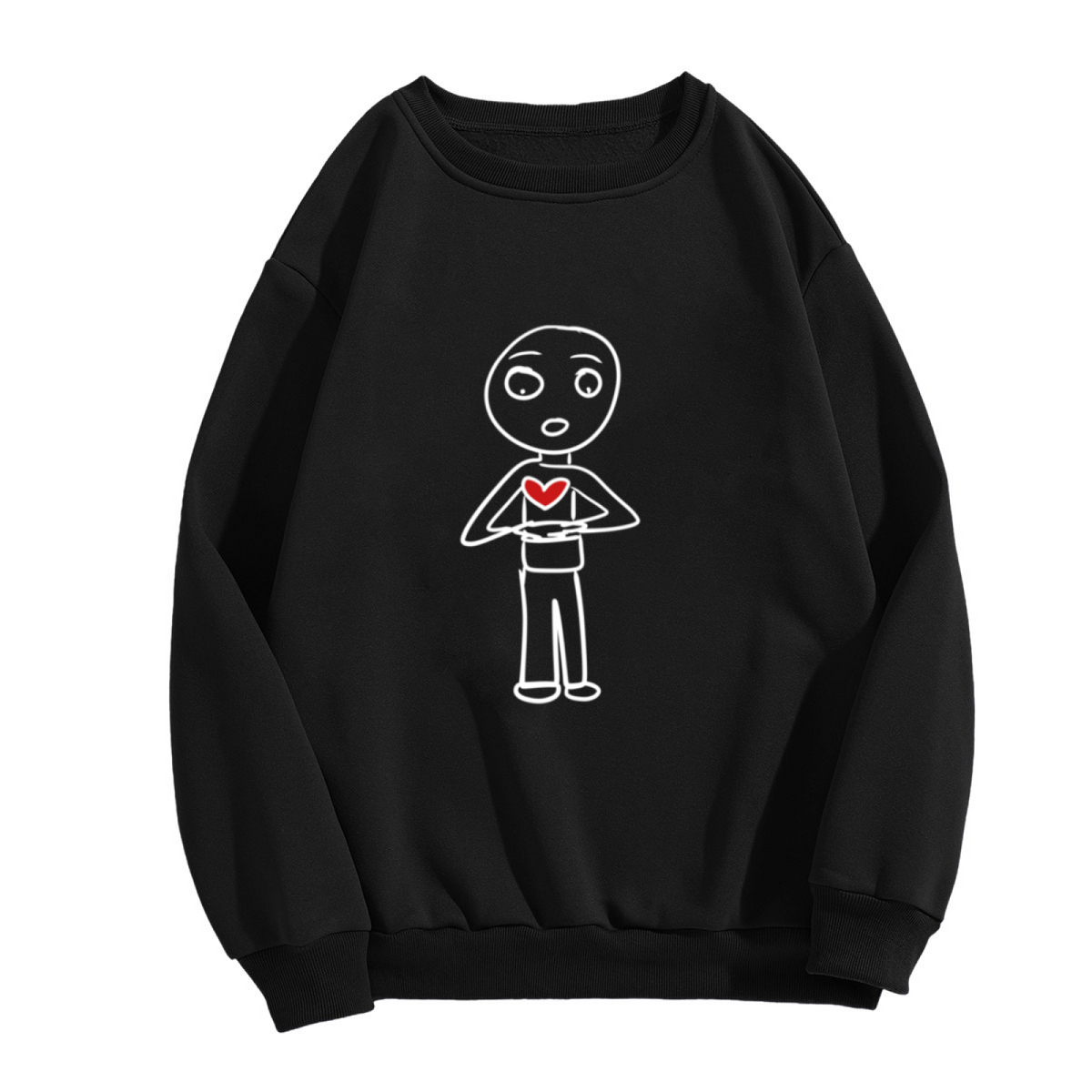Wink Heart Character Sweatshirt - Cute Minimalist Doodle Crewneck, Quirky Love Character Pullover, Funny Heart Face Gift Sweatshirt, Whimsical Art Top