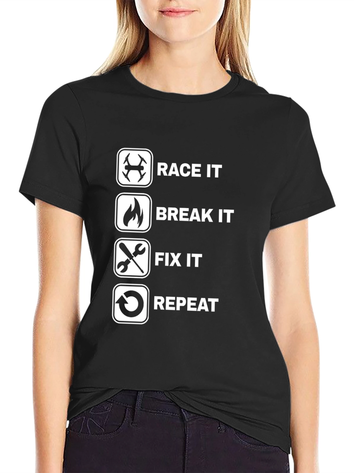 Race Break Fix Repeat Black T-Shirt