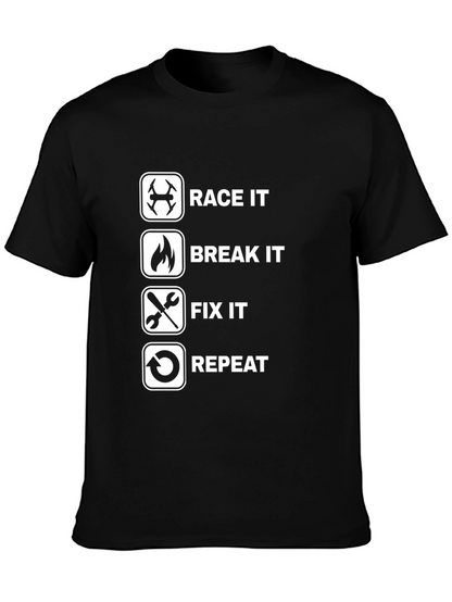 Race Break Fix Repeat Black T-Shirt