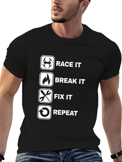 Race Break Fix Repeat Black T-Shirt