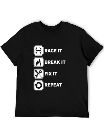 Race Break Fix Repeat Black T-Shirt