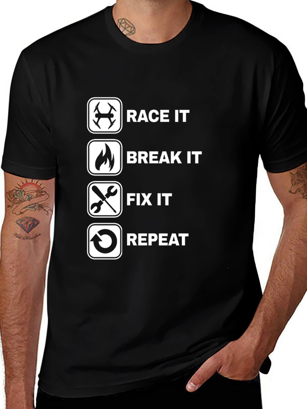 Race Break Fix Repeat Black T-Shirt