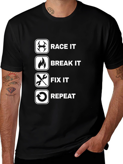 Race Break Fix Repeat Black T-Shirt