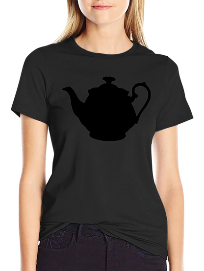 Teapot Silhouette Graphic Tee - Black Cotton T-Shirt