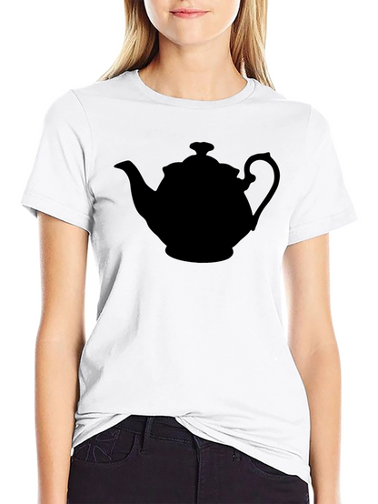 Teapot Silhouette Graphic Tee - Black Cotton T-Shirt