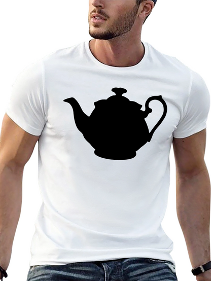 Teapot Silhouette Graphic Tee - Black Cotton T-Shirt