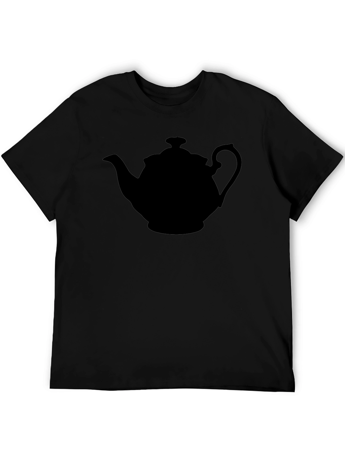 Teapot Silhouette Graphic Tee - Black Cotton T-Shirt