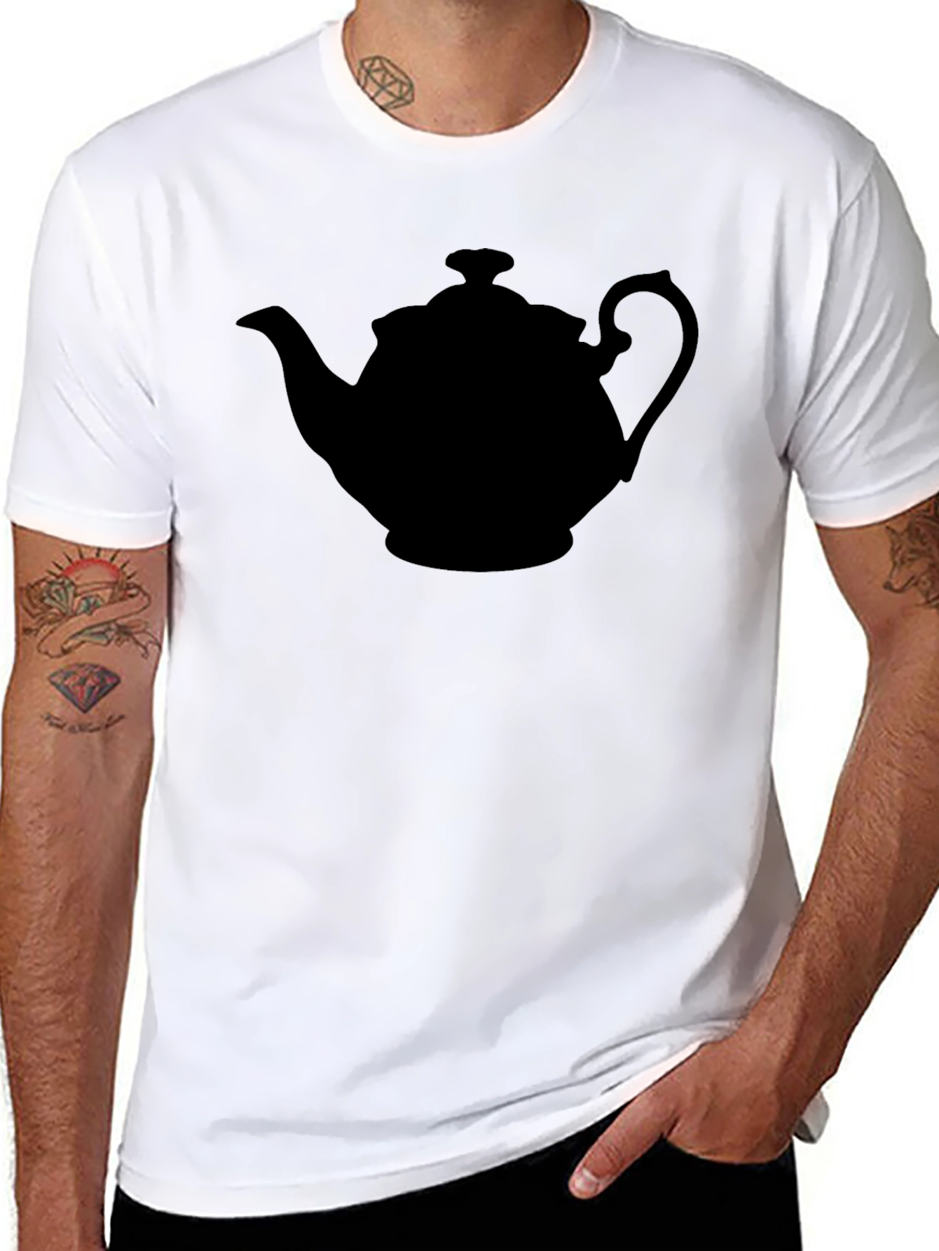 Teapot Silhouette Graphic Tee - Black Cotton T-Shirt